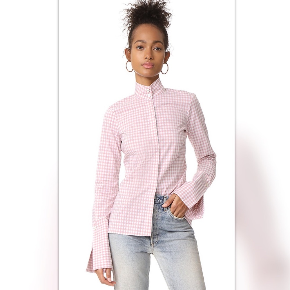 Caroline Constas Checkered Button Up - image 1